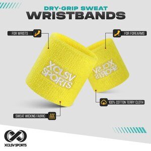 Yellow Terry Cloth Sweat-Wicking Sports Wrist Bands